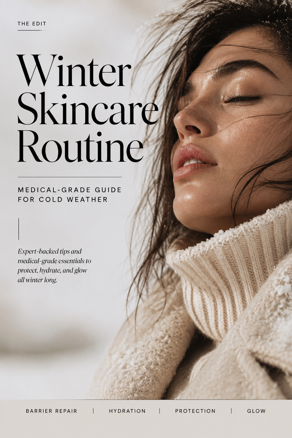 Medical-grade winter skincare routine for cold weather featuring healthy glowing skin, barrier repair, hydration, and expert skincare advice by Allana Davis Studio in Toronto.