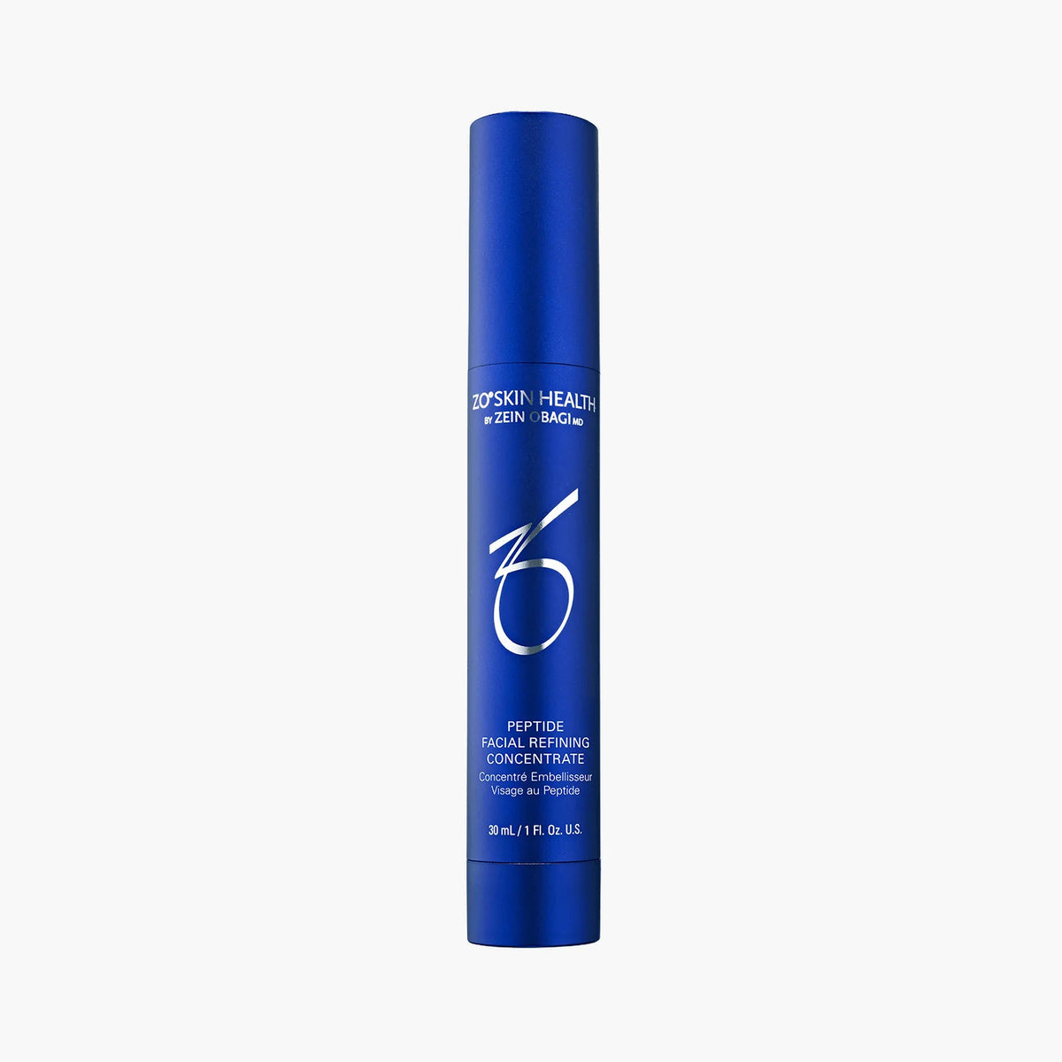 ZO Peptide Facial Refining Concentrate – Anti-Aging Serum in blue bottle for smoother, fuller-looking skin.
