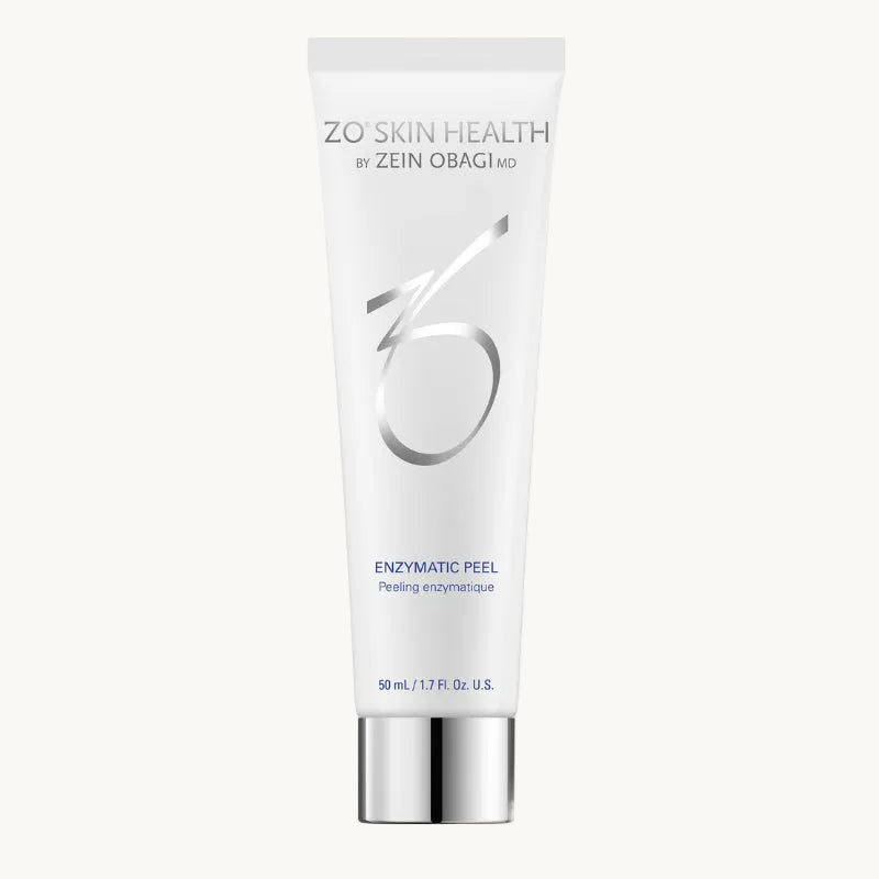 A tube of Zo Skin Health Enzymatic Peel with a white background. The packaging is sleek with a clear label displaying the product name and details.