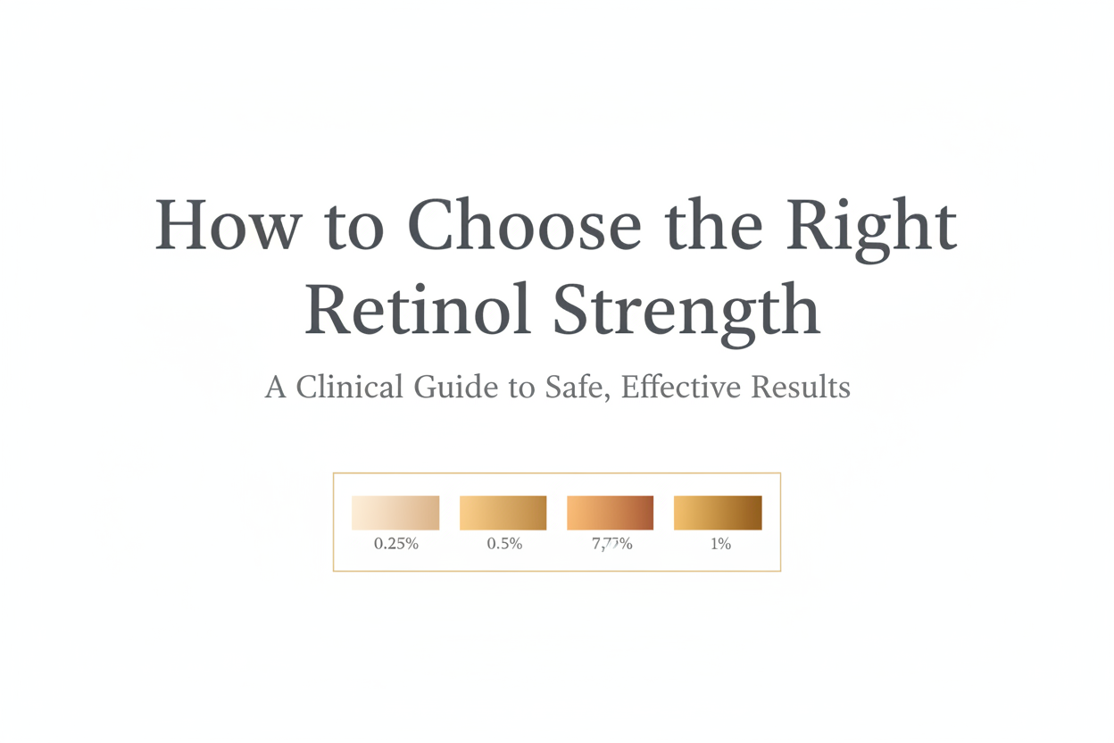 Infographic on how to choose the right retinol strength with percentages and guidance for effective results.